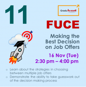 Fire Up your Career Engine (FUCE) – Zoom Seminar “Making the Best Decision on Job Offers”