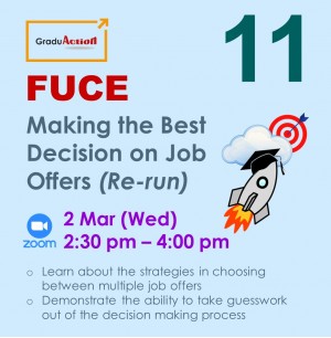 Fire Up your Career Engine (FUCE) – Zoom Seminar “Making the Best Decision on Job Offers (Re-run)”